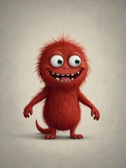 Fototapeta premium Whimsical Red Creature from a Fairytale