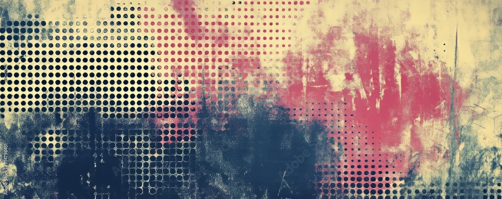 Aufkleber the background has an abstract grunge texture with a halftone effect.