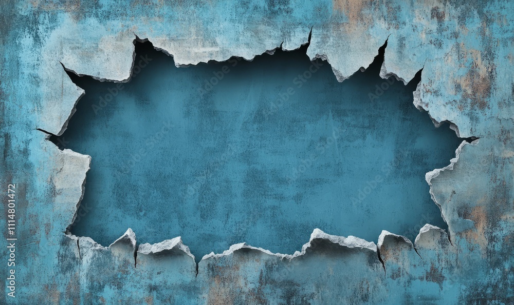 Poster torn edge frame on textured background, creating a dynamic and artistic display for digital designs