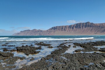 Obraz premium plage de la caleta de Famara, lanzarote, canaries, espagne