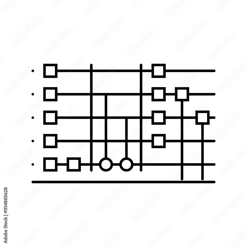 Aufkleber circuit quantum technology line icon vector. circuit quantum technology sign. isolated contour symbo