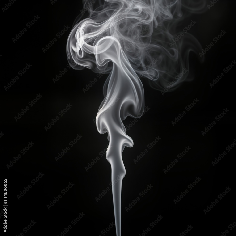 Aufkleber Abstract smoke design against black backdrop. White smoke forms flowing patterns. Dynamic shapes, textures. Isolated studio shot. Art concept for design advertising. Suitable for various media.