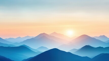 Obraz premium A stunning image of a mountain range bathed in the golden light of dawn, with the rising sun casting its warm rays on the peaks in the foreground