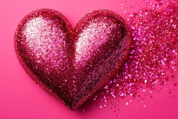 Obraz premium A heart-shaped cake elegantly displayed against a soft pink background, perfect for celebrating love on Valentine's Day.