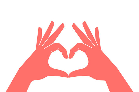 Vector illustration of two white hands forming a heart shape. Minimal concept design on isolated background. Suitable for themes like relationship, , kindness, or community. Card, post, social media