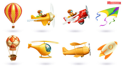 Aircraft icon 3d cartoon vector set © Natis