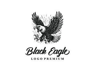 Obraz premium Eagle vector black and white logo premium
