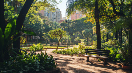 Fototapeta premium An urban green space designed for biodiversity and environmental education.An urban green space designed for biodiversity and environmental education.