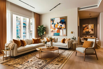 a living room with a couch and a coffee table