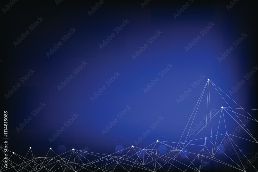 Poster black blue technology background with shine light. innovation and modern connected of line and dot. 