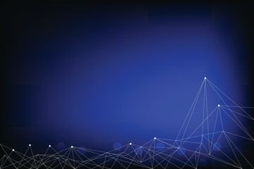 Black blue technology background with shine light. Innovation and modern connected of line and dot. Hexagonal shape in back.