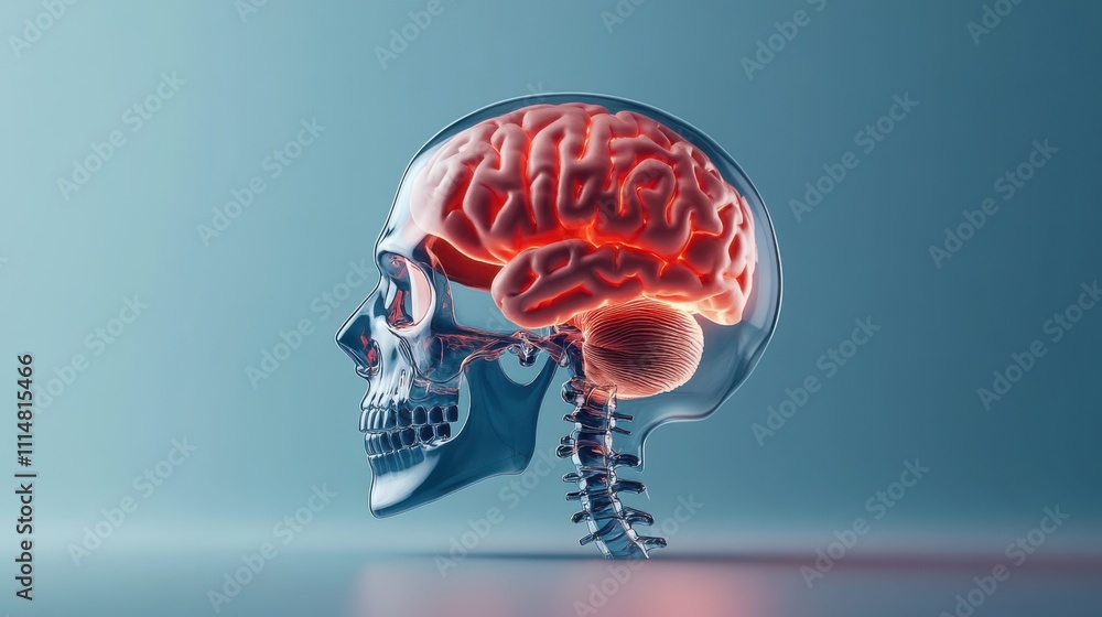 Poster transparent skull with brain visualization