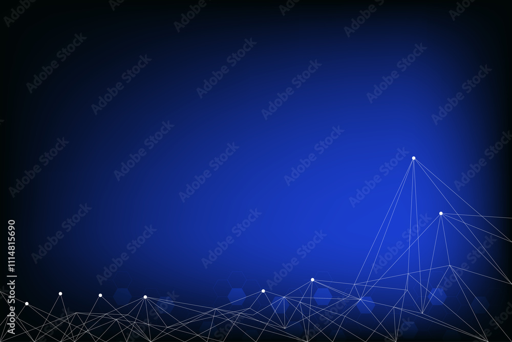 Poster black blue technology background with shine light. innovation and modern connected of line and dot. 