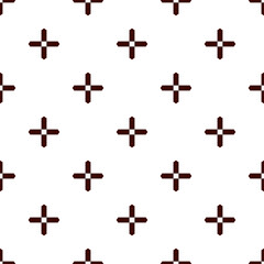 Fototapeta premium Modern minimalist abstract background. Seamless pattern with bright crosses. Repeated pluses motif. Simple geometric ornament. Childrens wallpaper. Digital paper, textile print, page fill. Vector
