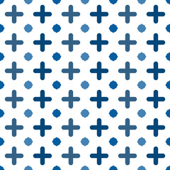 Obraz premium Oriental traditional pattern. Maroccan mosaic tiles. Repeated crosses and stars abstract ornament. Quatrefoil figures wallpaper. Arabesque digital paper, textile print. Vector seamless surface design