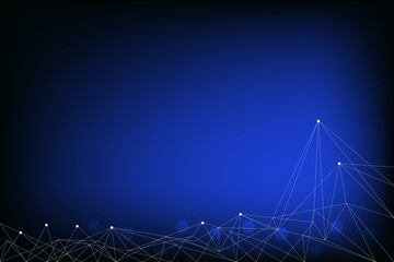 Black blue technology background with shine light. Innovation and modern connected of line and dot. Hexagonal shape in back.