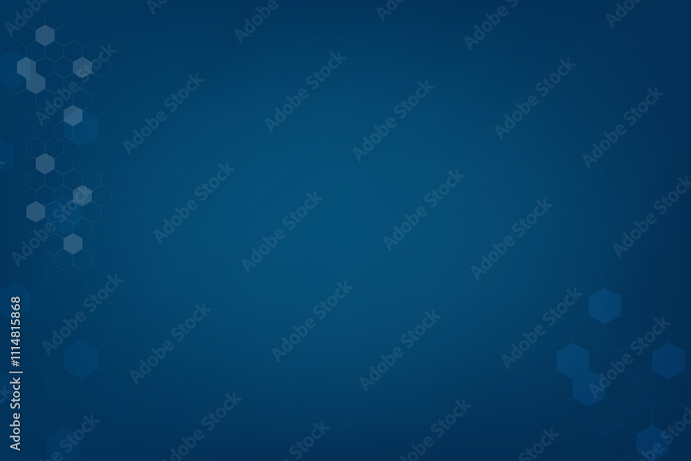 Poster light blue technology background with connected hexagon. free space template with blank area for cre
