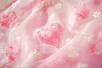 A charming pink dress adorned with heart patterns, perfect for celebrating love and romance on Valentine's Day.