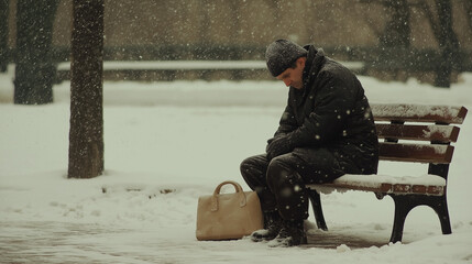 Einsamkeit im winterlichen Park

