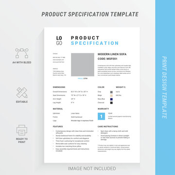 Product Specification Sheet Template