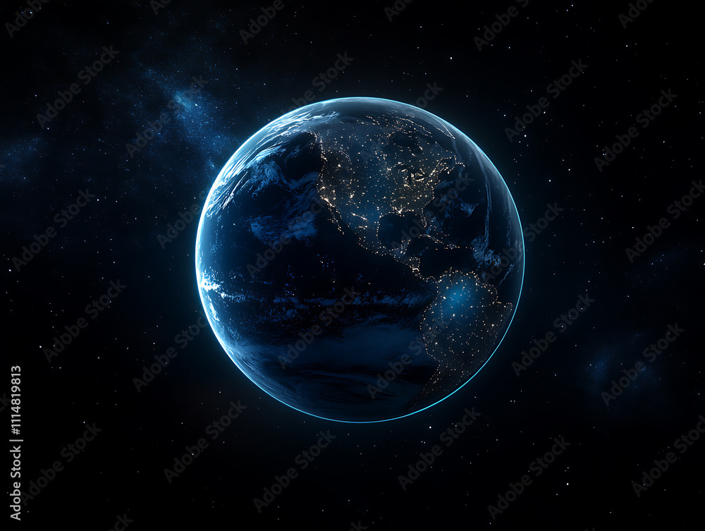 Aufkleber night earth global virtual internet world connection of metaverse technology network digital communi