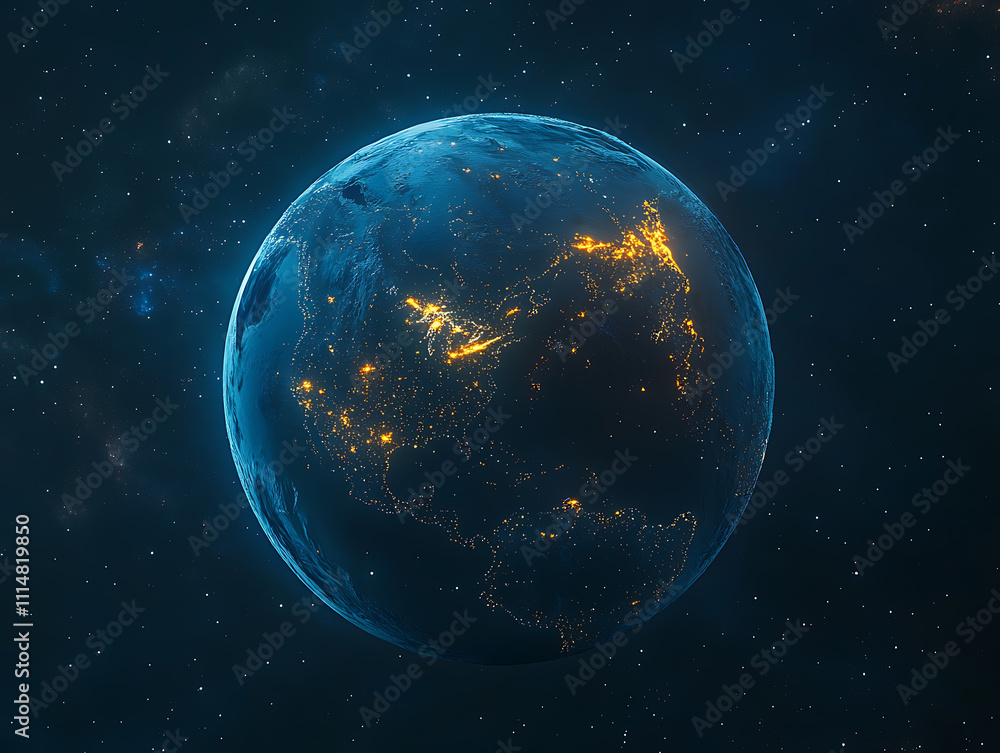 Poster night earth global virtual internet world connection of metaverse technology network digital communi