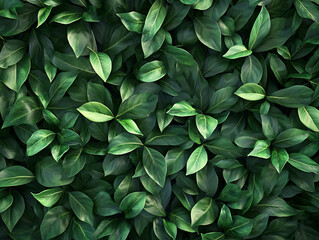Living wall tropical green plants background, vertical garden