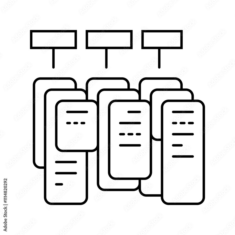 Poster task batching time management line icon vector. task batching time management sign. isolated contour