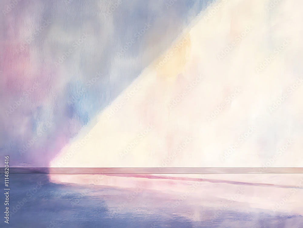 Aufkleber painting of light reflection on empty wall, watercolor pastel colors aesthetic minimalism background