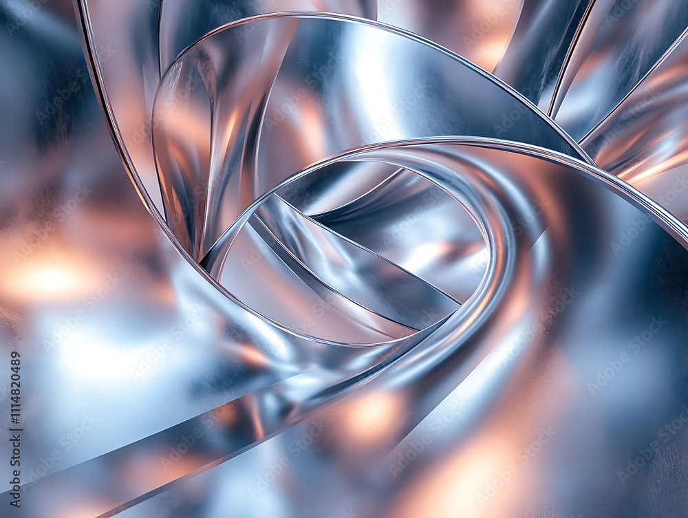 Poster metallic curve geometry background, 3d rendering