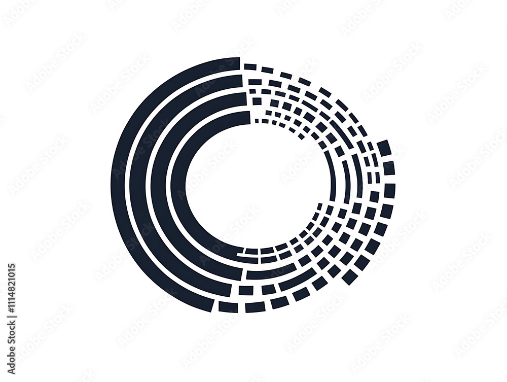 Poster railway train track route, rail pattern round circular curve railroad path icon, white background