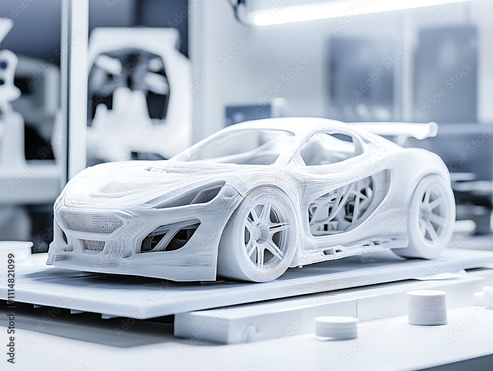 Aufkleber Rapid prototyping concept, the accelerated process of creating scale models or assemblies using 3d printing and cad designs, efficiency in modern design and manufacturing processes