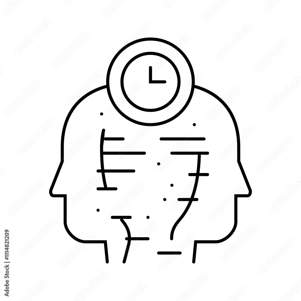Poster attention residue time management line icon vector. attention residue time management sign. isolated