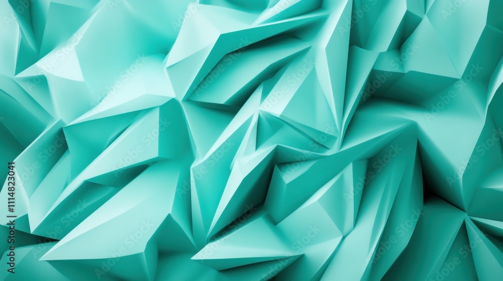 Aufkleber abstract turquoise geometric pattern with sharp, angular shapes, ai