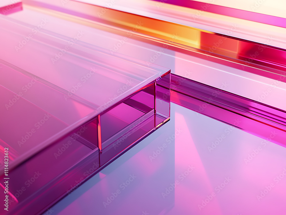 Poster gradient multilayer glass background, 3d rendering
