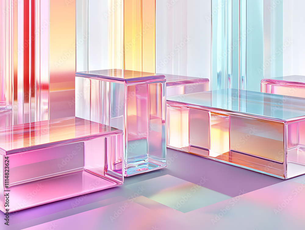 Aufkleber gradient multilayer glass background, 3d rendering