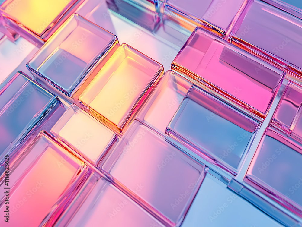 Aufkleber gradient multilayer glass background, 3d rendering