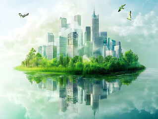 Obraz premium Green eco city, sustainable city skyline