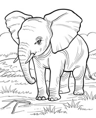 Adorable Elephant Coloring Page for Kids with Loxodonta Theme