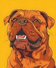 Colorful Cartoon Illustration of a Happy Dog Portrait