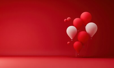 vibrant red and white lantern balloons on a monochrome background for festive occasions