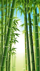 Obraz premium Lush Green Bamboo Forest Under a Bright Sky