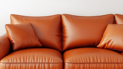 Stylish Leather Sofa Against a Bright White Wall