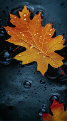 autumn leaves on water