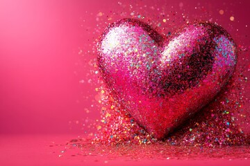 Fototapeta premium A close-up view of a glittering heart-shaped object, embodying love and romance, perfect for Valentine's Day celebrations.