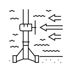 Fototapeta premium stream energy tidal power line icon vector. stream energy tidal power sign. isolated contour symbol black illustration