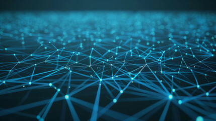 Obraz premium A glowing web of nodes and connections forms a digital network, symbolizing smart connectivity, 5G communication, IoT, and the intelligent interconnection of everything.