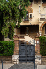 ornate building with a distinctive architectural style, likely from the early 20th century