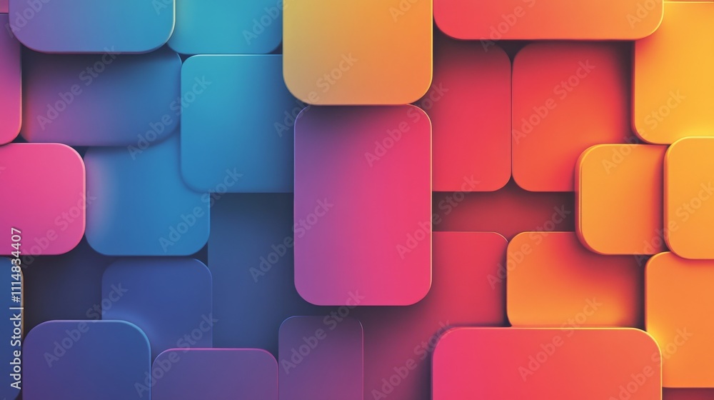 Leinwandbilder colorful geometric abstract background with overlapping rounded rectangles