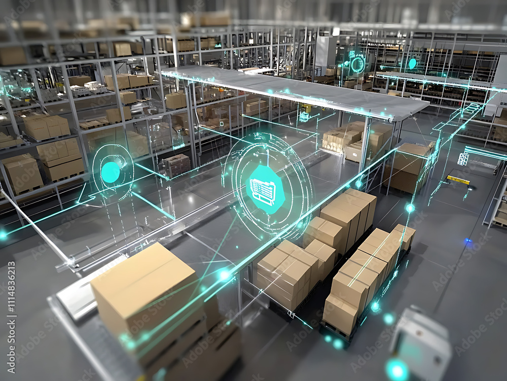 Fototapete the internet of things iot in manufacturing, integration of connected devices to optimize production
